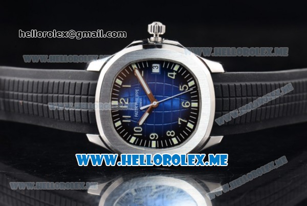 Patek Philippe Aquanaut Jumbo Swiss ETA 2824 Automatic Steel Case with Blue Dial and Black Ruber Strap Stick/Arabic Numeral Markers (BP) - Click Image to Close